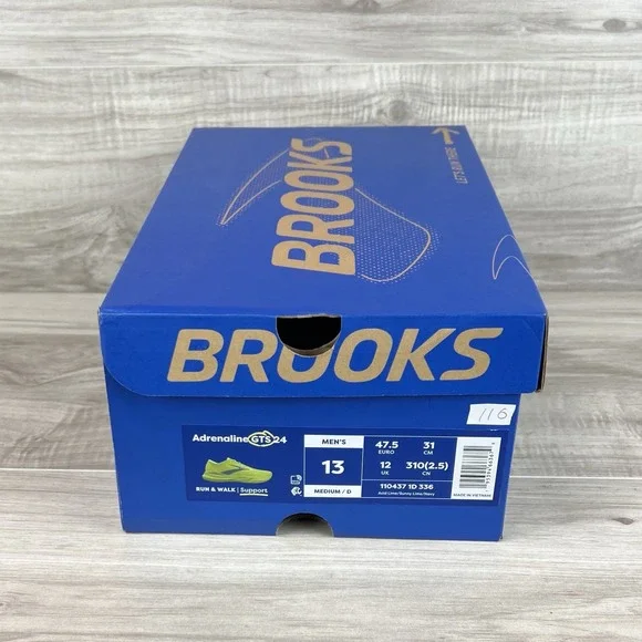 Brooks Adrenaline GTS 24 Men's size 13 Running Shoe Acid Lime Green Sneaker - Picture 9 of 10